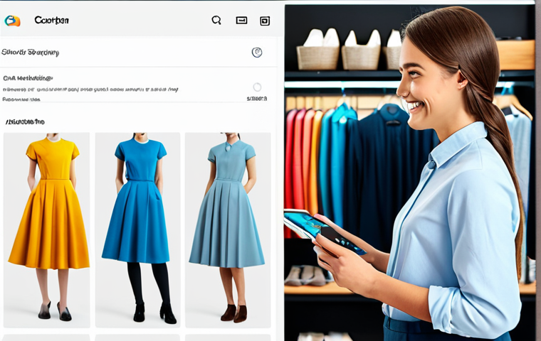 감정 인식 AI의 사용자 경험 개선 방법 - **
"A friendly shop assistant in a modest outfit, using AI to suggest clothing to a customer browsi...