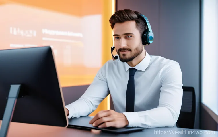 감정 인식 AI의 투자 가치 분석 - **Prompt 1: AI-Powered Customer Support**
"A young adult, professionally dressed in a crisp whit...