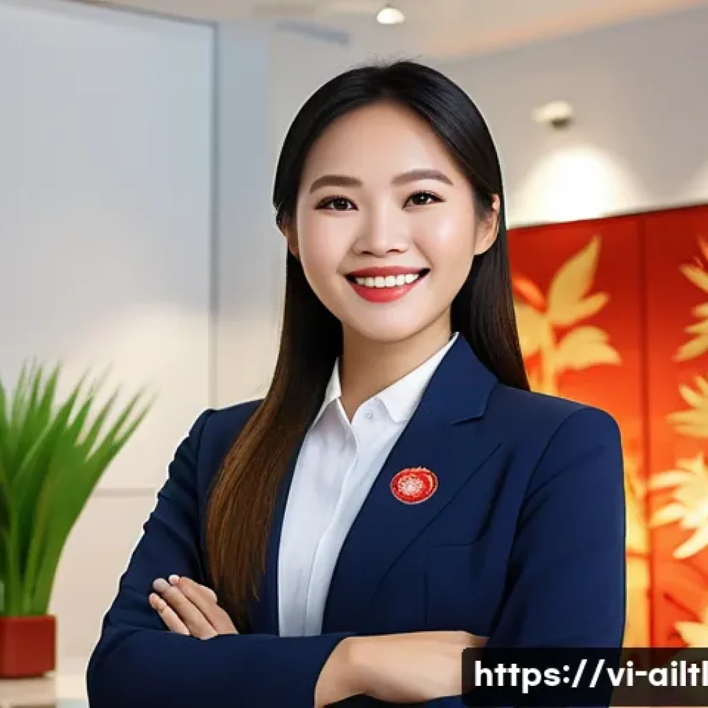 감정 인식 AI의 감정 카테고리 - A friendly Vietnamese customer service representative wearing professional attire and a warm smile, ...